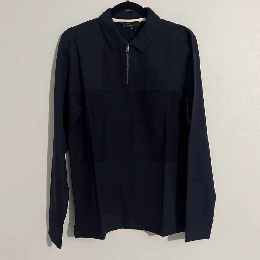 Ted Baker London Lydney Colorblock Cotton Blend Quarter Zip Polo